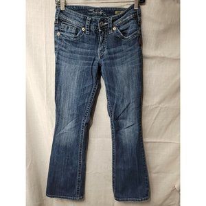 Silver Jeans Suki Bootcut Sz 25 Med Wash Blue Denim Jeans Distressed
